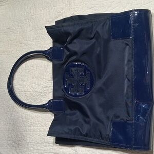 Tory Burch Navy Ella Blue Tote Bag, Excellent Condition